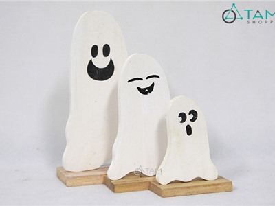 Bộ 3 con ma Halloween ngáo ộp trắng đen 
